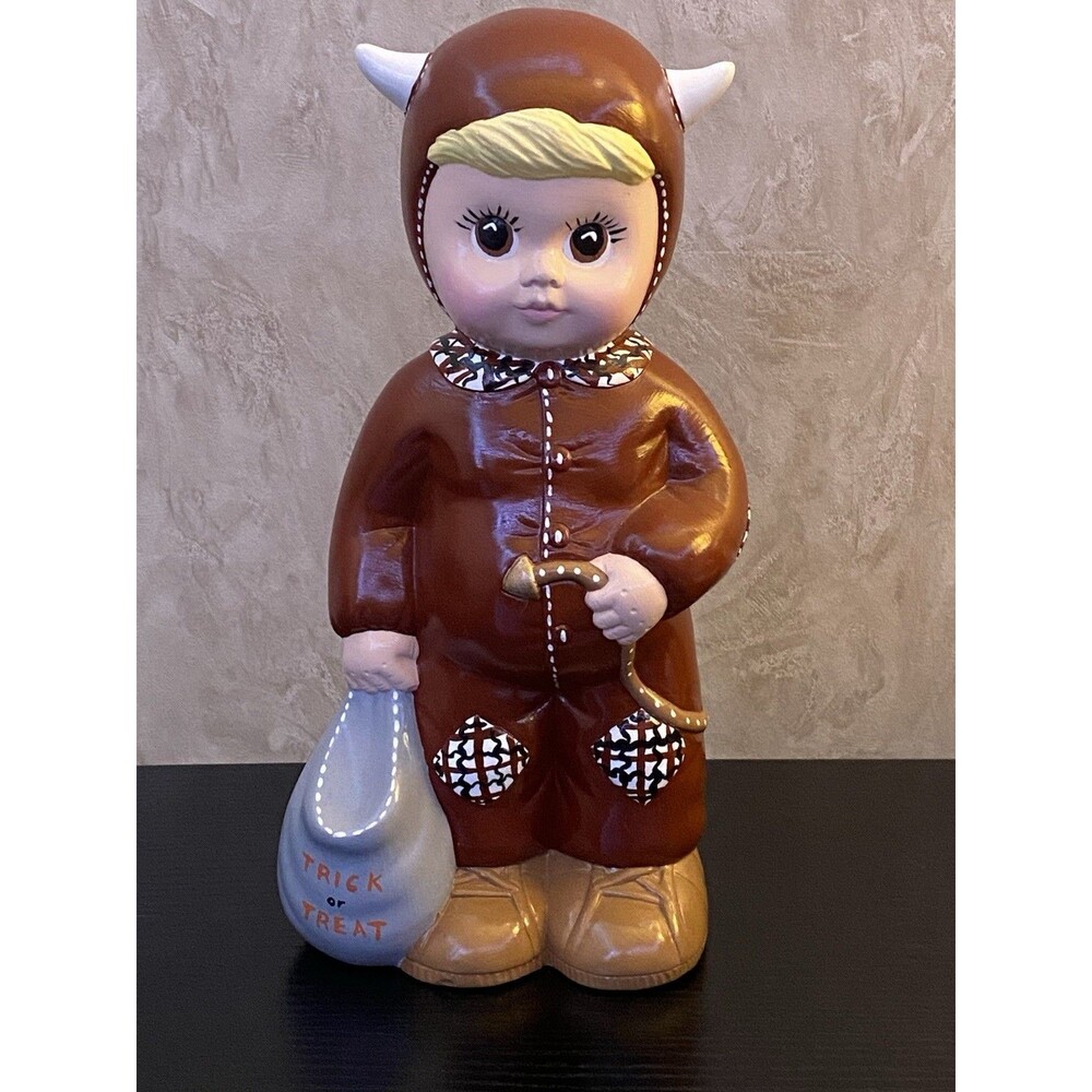 Vintage 1987 Dona's Devil Trick or Treater Ceramic figurine Halloween Decor